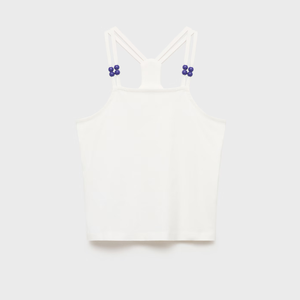 <span class=keywords><strong>Camiseta</strong></span> sin mangas con cuello cuadrado y <span class=keywords><strong>tirantes</strong></span> cruzados finos dobles con cuentas de algodón 100% de verano para niña - Product Image 4
