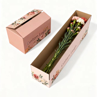 Fabrieksgemaakte roze elegante verpakkingen voor bloemenboeketten, kartonnen dozen voor bloemenverzending met logo