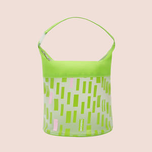 Organisateur de salle de bain en PVC transparent vert vibrant avec fermeture à glissière pour voyage et quotidien pour le rangement des articles de toilette - Product Image 2
