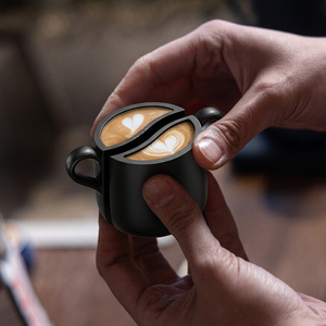 Juego de Tazas de Café de Cerámica con Forma de Grano de Café, Taza Doble de Espresso de 80 ml con Platillo a Juego para <span class=keywords><strong>Barista</strong></span> - Product Image 3