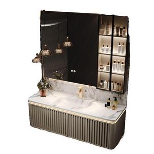 Light luxury style slate hot-bent integrated basin bathroom cabinet washstand washbasin cabinet bathroom cabinet - Product Image 5