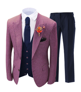 Offre Spéciale quatre saisons costume Slim Fit décontracté Plaid rayé costume hommes costume trois pièces ensemble - Product Image 1