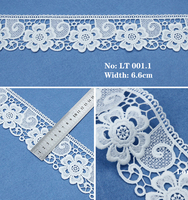 Bordure en dentelle florale blanche en polyester, broderie pour vêtements et accessoires de bricolage