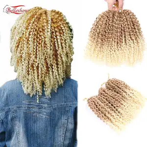 Vente chaude 8 pouces 3 pc/ensemble afro kinky dreadlocks crochet tresse cheveux bouclés kinky twists crochet Marlybob kinky twist tresses