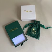 Boîte d'emballage pour bijoux en papier vert avec logo personnalisé, pochette pour bracelet, accessoires, boîte à anneaux avec estampage doré, emballage cadeau