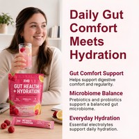 Mélange de boissons pour la santé intestinale et l'hydratation |   3g de fibres prébiotiques 2B CFU Probiotiques |   5 électrolytes saveur framboise et citron |   30 paquets de bâtonnets