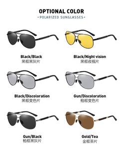 แว่นกันแดดทรงนักบิน Aoron รุ่น A666 ดีไซน์ใหม่ เลนส์โพลาไรซ์ UV400 กรอบโลหะ ดับเบิ้ลบริดจ์ แฟชั่นเปลี่ยนสี สำหรับผู้ชาย - Product Image 5