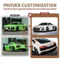 Kit de Carrocería para Audi R8 Estilo Antiguo a Nuevo Material de Fibra de Vidrio+PP Parachoques Delantero Faldones Laterales Labio Trasero Parrilla Alerón Bodykit