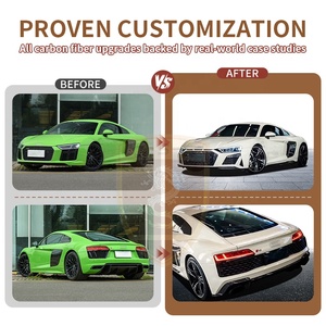 アウディ R8用ボディキット 旧型→新型スタイル変更 FRP+PP素材 フロントバンパー サイドスカート リアリップ グリル スポイラー ボディキット - Product Image 2