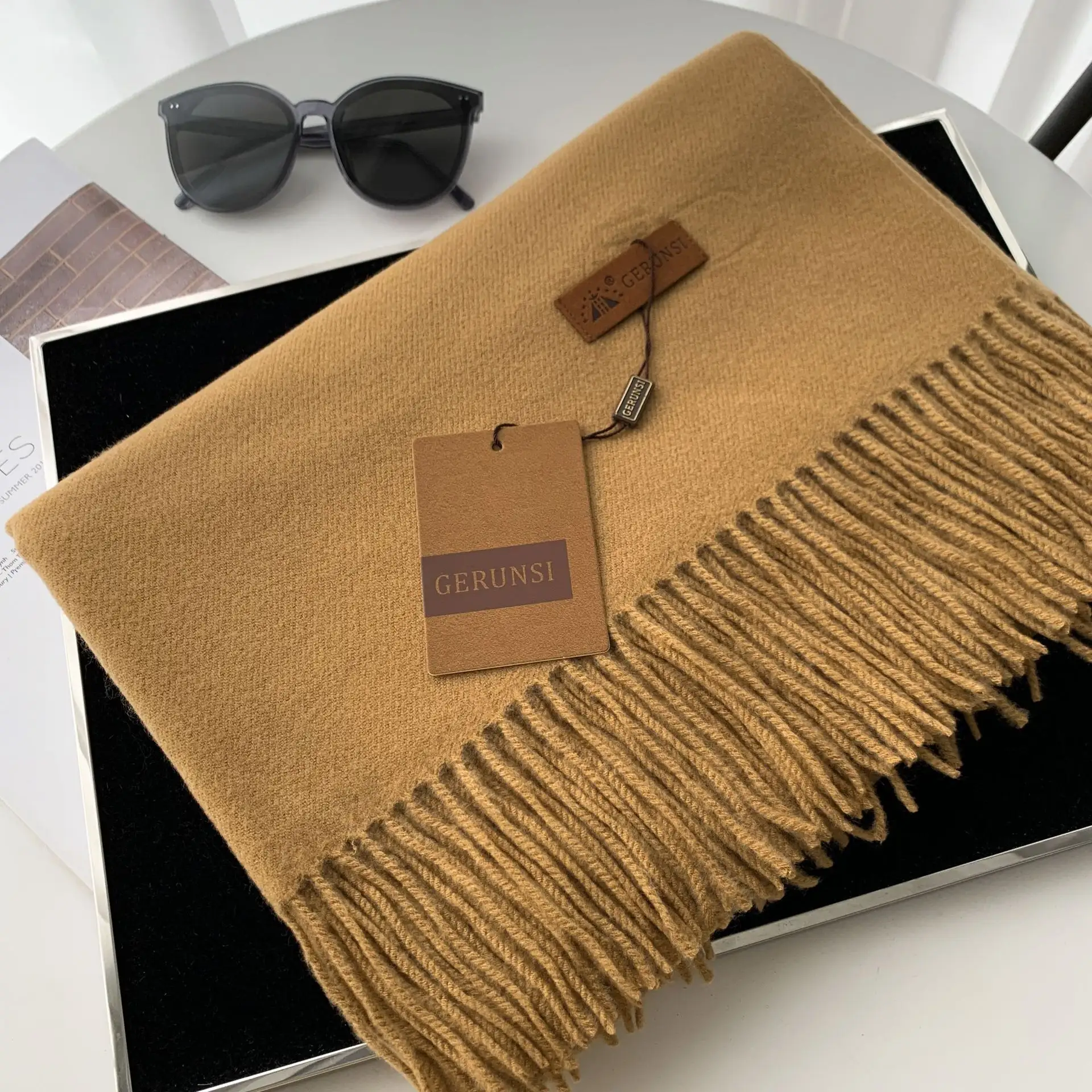 Women's Scarvs Autumn and Winter Solid Color Imitation Cashmere Scarf Thickened Tassel Student Warm Scarf Versatile Shawls