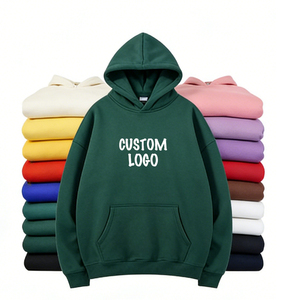Wholesale 345gsm Solid Color Fleece Lined Hoodie Custom Printed Hooded Sweatshirt OEM Custom Design Streetwear <b>Pullover</b> For <b>Men</b> - Product Image 1
