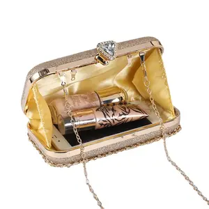 Altın el çantası akşam çanta çanta Sparkly Rhinestone çantalar Diamante lüks akşam çantalar