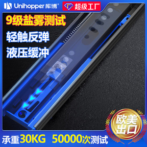 Unihopper Three-Section Drawer <b>Slide</b> With Ball Bearing Soft Closing For Furniture Drawers - Product Image 5