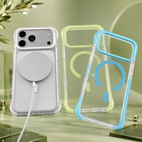 Protection d'angle renforcée transparente minimaliste pour coque de téléphone magnétique iPhone