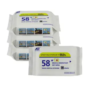 Lingettes de désinfection Oem lingettes humides en gros prix d'usine nettoyage jetable désinfection 50pcs sacs adultes ménage 70 feuilles