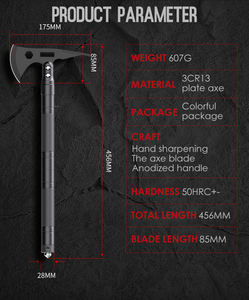 多機能サバイバル戦術ハイキングサバイバルツールハンマー、キャンプ用両面斧付きアウトドアマルチツール - Product Image 6