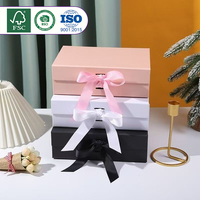 Boîte cadeau pliable personnalisée avec fermeture magnétique, ruban, en carton recyclé, finition mate, boîtes d'emballage