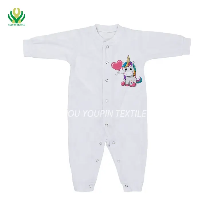 Mono de poliéster personalizado para bebé, Pelele de manga larga y pantalón de sublimación en blanco