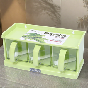 <span class=keywords><strong>3</strong></span> trong <span class=keywords><strong>1</strong></span> treo tường nhựa gia vị lọ hộp chủ sở hữu nhà bếp lưu trữ gia vị <span class=keywords><strong>container</strong></span> gia vị bộ với muỗng - Product Image 4