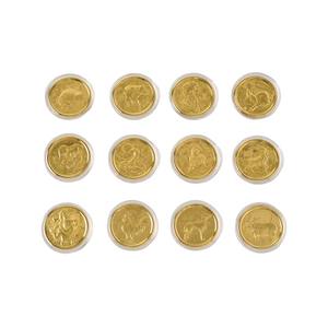 Monete d'oro 200mg di alta qualità in rilievo i dodici segni zodiacali cinesi monete d'oro personalizzate - Product Image 1
