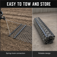 Herse à chaînes robuste avec dents en maille métallique flexible pour le nivellement du sol, l'entretien des pelouses et l'utilisation avec tracteurs, VTT, UTV et tracteurs de jardin