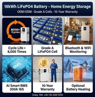 Batterie Lifepo4 murale pour stockage d'énergie domestique, 48V 10KWH 15KWH 30KWH 51.2V 200Ah 300Ah 600Ah 900Ah, en stock UE, avec remise revendeur