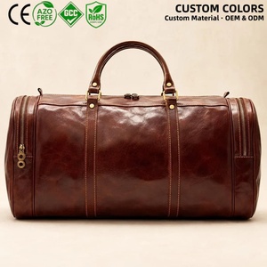 Wholesale Vintage Genuine Leather Duffel <b>Bag</b> <b>Tan</b> Weekender Holdall with Brass Hardware for Men Weekend Trip - Product Image 4