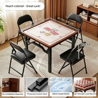 Table de Mahjong pliable en bois à double usage, portable, pour repas et jeux, avec tuiles de Mahjong