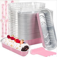 Ylnurac Lot de 25 mini moules à gâteau roses avec couvercles et cuillères, résistants aux fuites, compatibles four, en plastique, pour fêtes/pique-niques