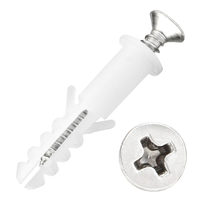 Cheville murale en plastique 6mm 8mm 10mm avec tête fraisée, finition brillante, forte capacité, vis pour cloisons sèches