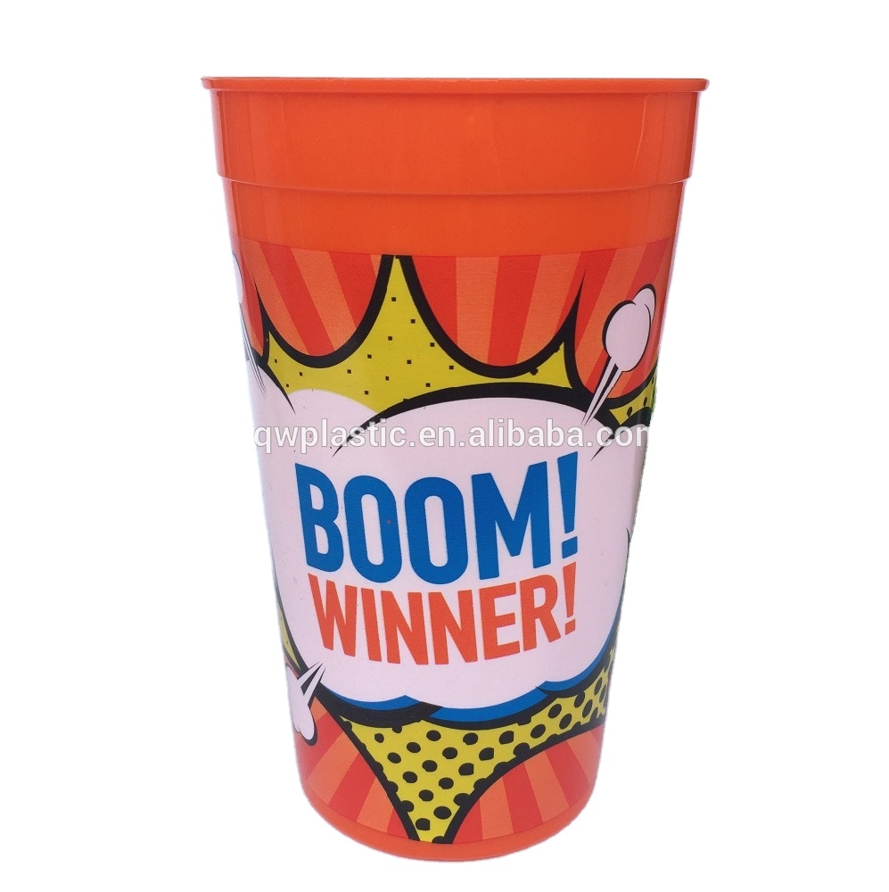 Рекламная пластиковая чашка для стадиона 32 унции с полноцветной печатью