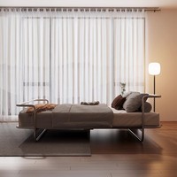 Neues Design Werksgefertigter Metallbettrahmen für Schlafzimmer und Hotels, Zeitgemäßes Apartment-Bettgestell mit Einfacher Montage und Platzsparender Funktion