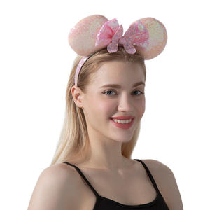 غطاء للرأس للفتيات اللطيفة على شكل أذن ميكي الكرتونية دعائم التصوير حبل شعر للحفلات محشو بترتر أذن فأر متألقة عصابة رأس على شكل أذن فأر - Product Image 2
