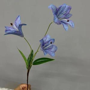 Francés Retro <span class=keywords><strong>Hemerocallis</strong></span> azul púrpura lirio suave película decorativa Flor Alta para salón de bodas nuevos suministros artificiales para bodas - Product Image 2
