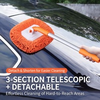 Brosse de lavage de voiture à manche rétractable et flexible, en microfibre douce, sans rayures, outil de detailing automobile, poignée ergonomique pour voiture, camion, SUV