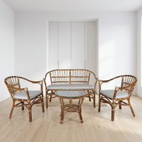 Ensemble de salon classique en rotin Flandeo, table basse et chaises, design pour appartement, matériau en bois durable, hôtels, villas