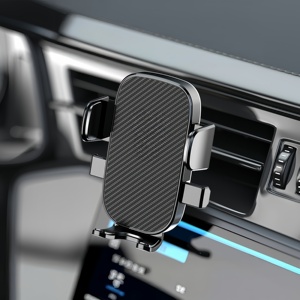 Support de téléphone portable noir avec capteur de gravité, fixation sur grille d'aération, rotatif à 360 degrés, universel, à clipser, verrouillage automatique, GPS - Product Image 2