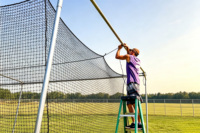 Filet de baseball de 2 mm, 10 x 20 pieds, pour cage de frappe, portable, durable, en PVC et HDPE, noir, avec manchon de protection