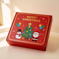 Boîte de Noël de luxe avec estampage à chaud, boîte rouge anti-écrasement en carton ondulé, boîte cadeau de Noël