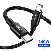 Câble USB-C 3.2 Gen 2 20 Gbit/s Vidéo 4K Câble Type-C Personnalisé en Usine Fonctionnalité Complète 3.2 Gen2x2 Câble USB-C vers USB-C Tressé 240W 5A