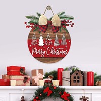 Joyeux Noël Décoration de porte personnalisable style Art Déco en bois naturel pour porte d'entrée, idéale pour les fêtes de Noël et la maison de campagne
