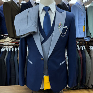 T7068 Trajes de hombre Traje de un solo pecho Solapa en pico Color sólido Slim Fit Boda Chaqueta de <span class=keywords><strong>3</strong></span> <span class=keywords><strong>piezas</strong></span> Pantalones Chaleco Ropa masculina <span class=keywords><strong>Terno</strong></span> - Product Image 1