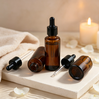 Flacons compte-gouttes en verre ambré, flacons d'huile essentielle anti-lumière, contenants vides pour sérum liquide et emballages cosmétiques pour soins de la peau