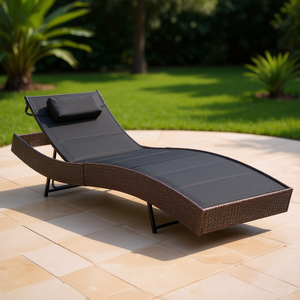 Lettino Prendisole da Esterno in Rattan PE con Cuscino in Textilene, Reclinabile Manuale, Design Contemporaneo - Product Image 2