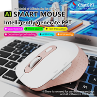 Tetikus suara AI cerdas, Mouse nirkabel translasi, tetikus USB Mini pelacak optik, Mouse vertikal, klik senyap, rumah