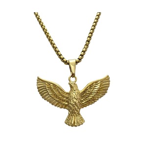Collier pendentif Aigle en acier inoxydable doré pour homme, bijoux Hip Hop, pendentif animal du zodiaque, chaîne rétro tendance, Dongguan - Product Image 1