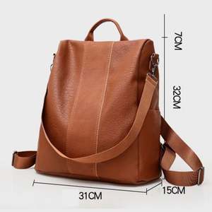 Bola de pelo de gran capacidad, ligera, impermeable, informal, de viaje, antirrobo, de cuero Pu, mochila para mujer - Product Image 4