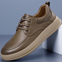 Chaussures décontractées en cuir pour hommes, prêtes à l'emploi, à lacets, couleur unie, respirantes, légères, pour l'automne. Petites commandes acceptées rapidement.