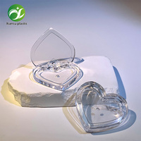 Boîte à poudre transparente en plastique PP en forme de cœur, portable, pour emballage cosmétique en gros