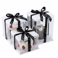 Boîte d'emballage pour gâteau de mariage haut de gamme en gros, boîte à gâteau transparente de 6 pouces